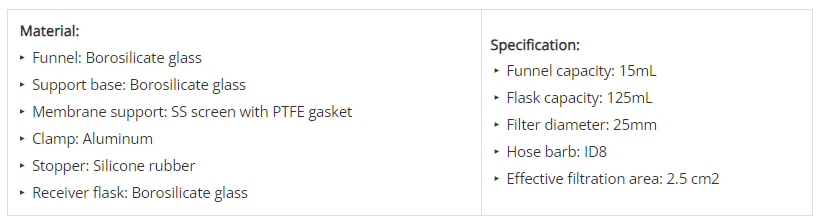 Rocker VF 8, 25 mm Microanalysis Glass Filtration Set