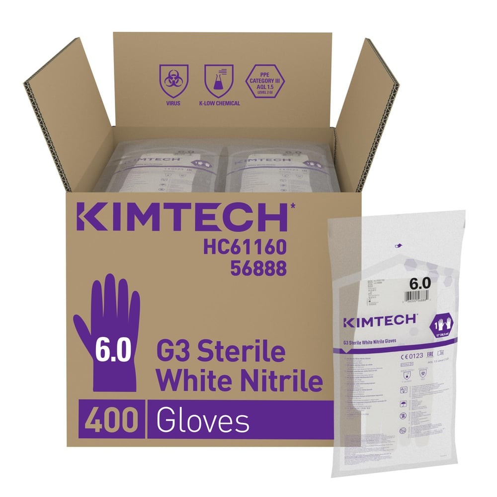Kimberly-Clark Kimtech™ G3 Sterile White Nitrile Gloves 12" HS