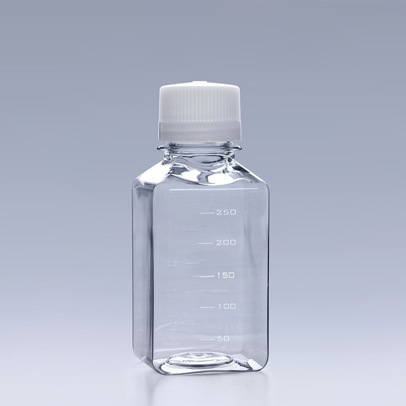 PETG Square Media Bottles Natural caps