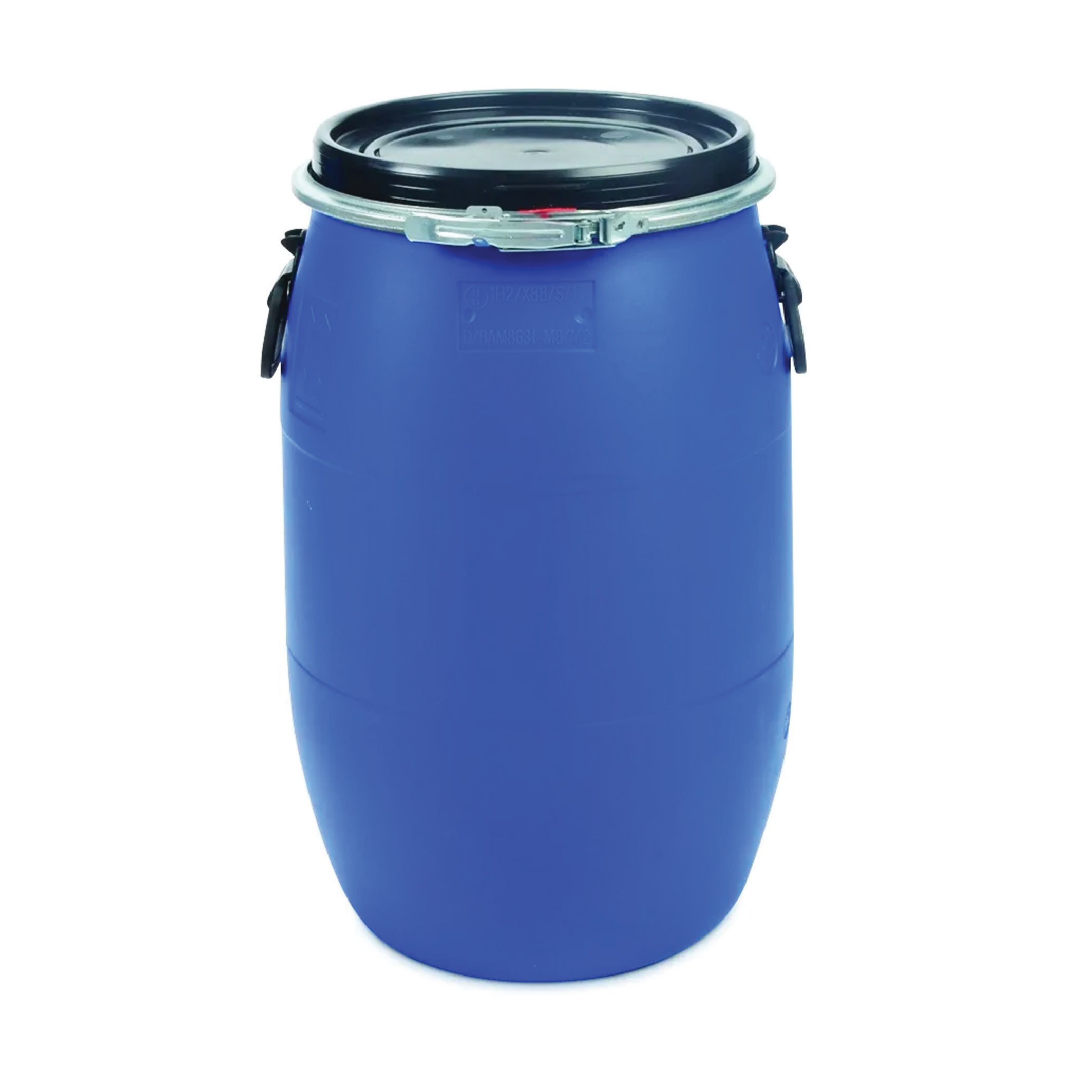 Plastic Drum Open Top, Blue with Black Cover