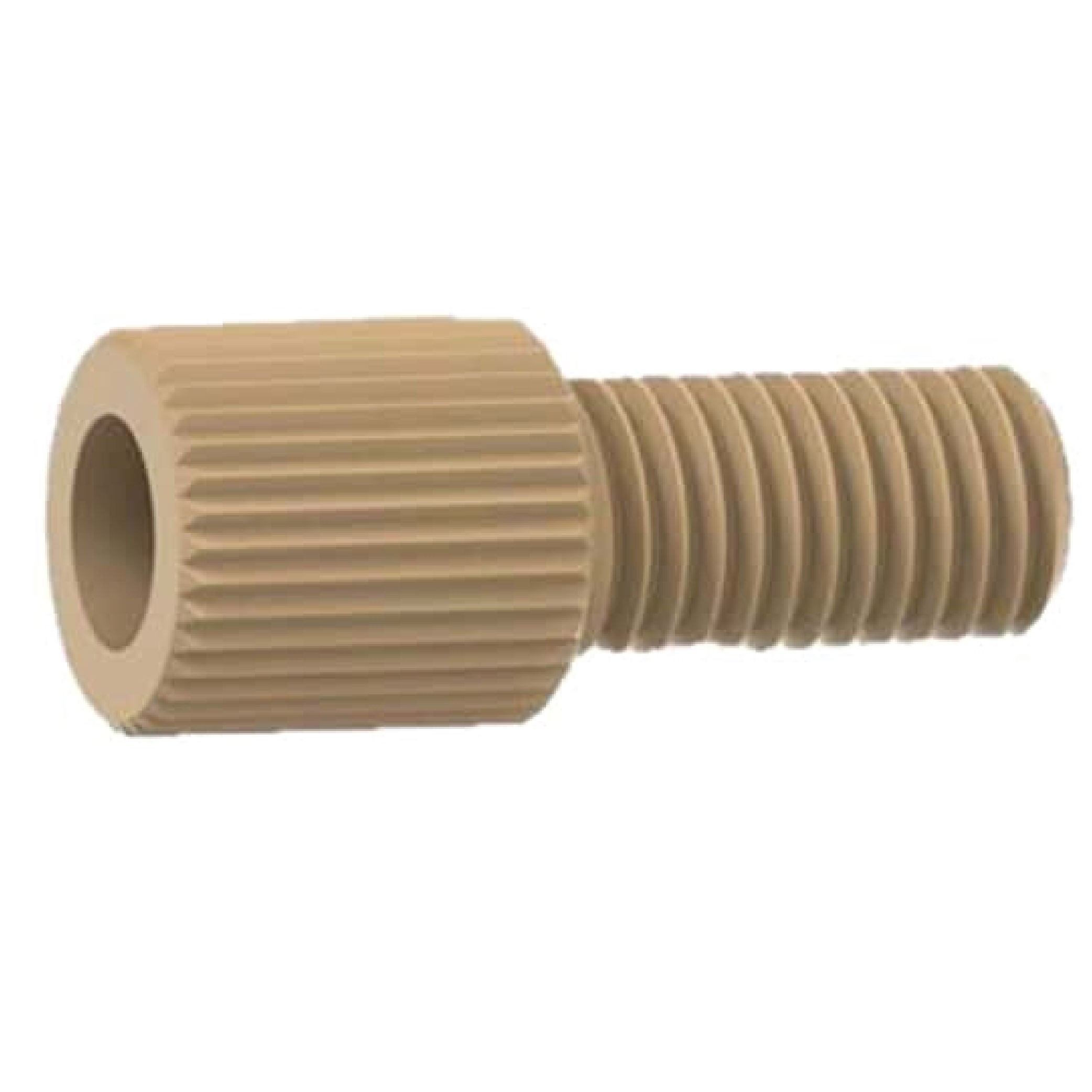 Idex Super Flangeless™ Nut, Standard Knurl, Natural PEEK, 1/8" OD Tubing, 1/4-28 Flat Bottom