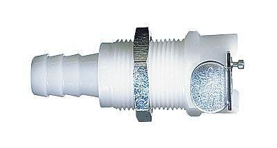CPC® Quick-Disconnect Fittings, Hose Barb Bodies, Panel-Mount, Acetal, Valved, 1/8" ID, 1/Ea