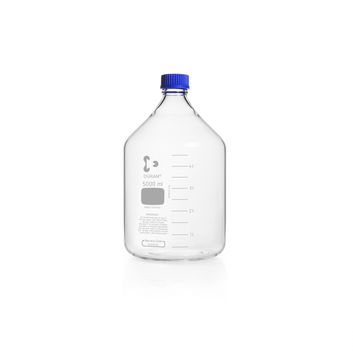 DWK Life Sciences DURAN® Original Laboratory Bottle, Clear, with Screw Cap and Pouring Ring, PP, Blue