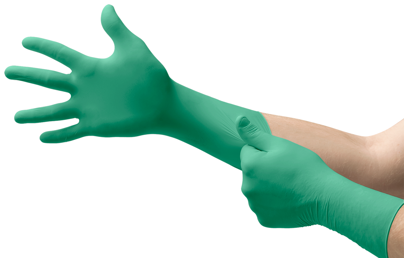 Ansell 92-605 TouchNTuff™ Extended Cuff Disposable Green Nitrile Gloves