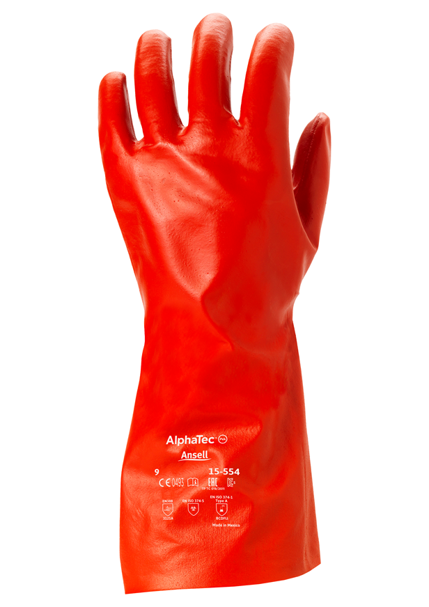 Ansell PVA™ 15-554 Red Polyvinyl Alcohol Immersion Gloves