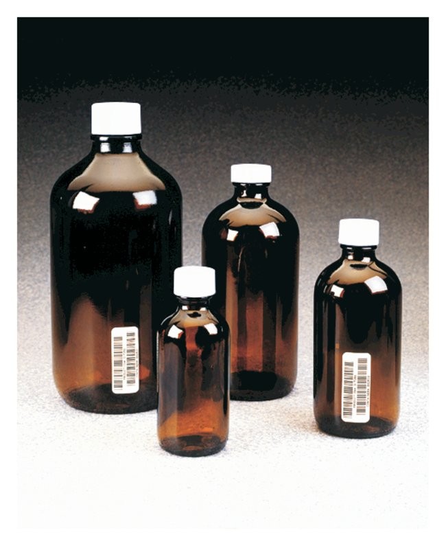 Thermo Scientific™ I-Chem™ Boston Round Narrow-Mouth Amber Glass Bottles with Closure