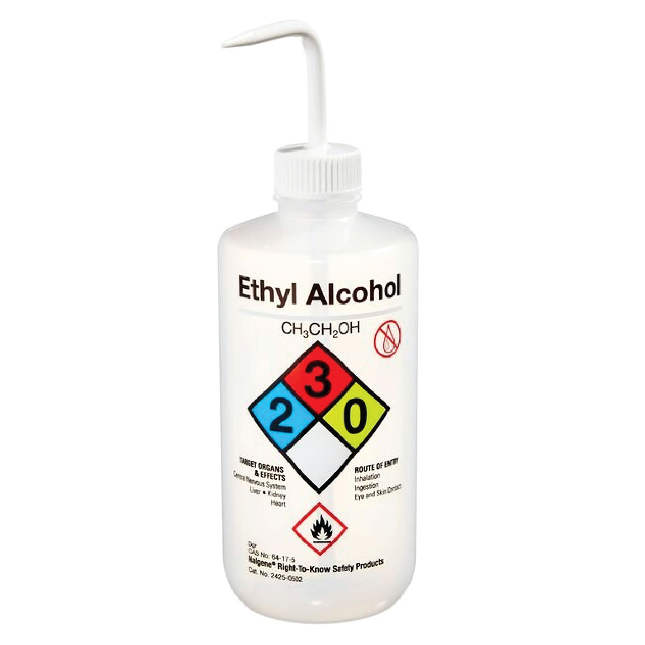 Thermo Scientific™ Nalgene™ Narrow-Mouth Right-to-Know LDPE Wash Bottles, Ethyl Alcohol