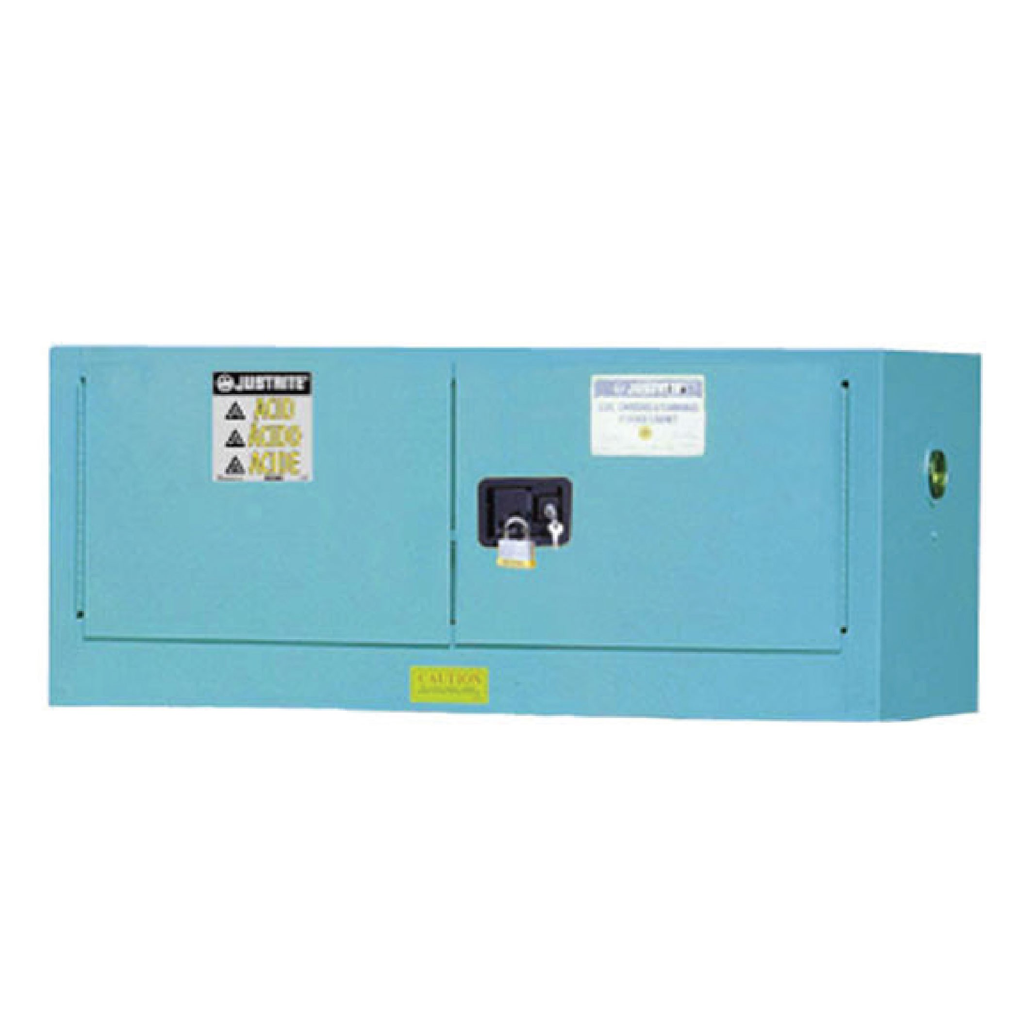 Justrite 12 Gallon 2 Door, Self-Close, Piggyback, Acid Corrosive Cabinet, Blue