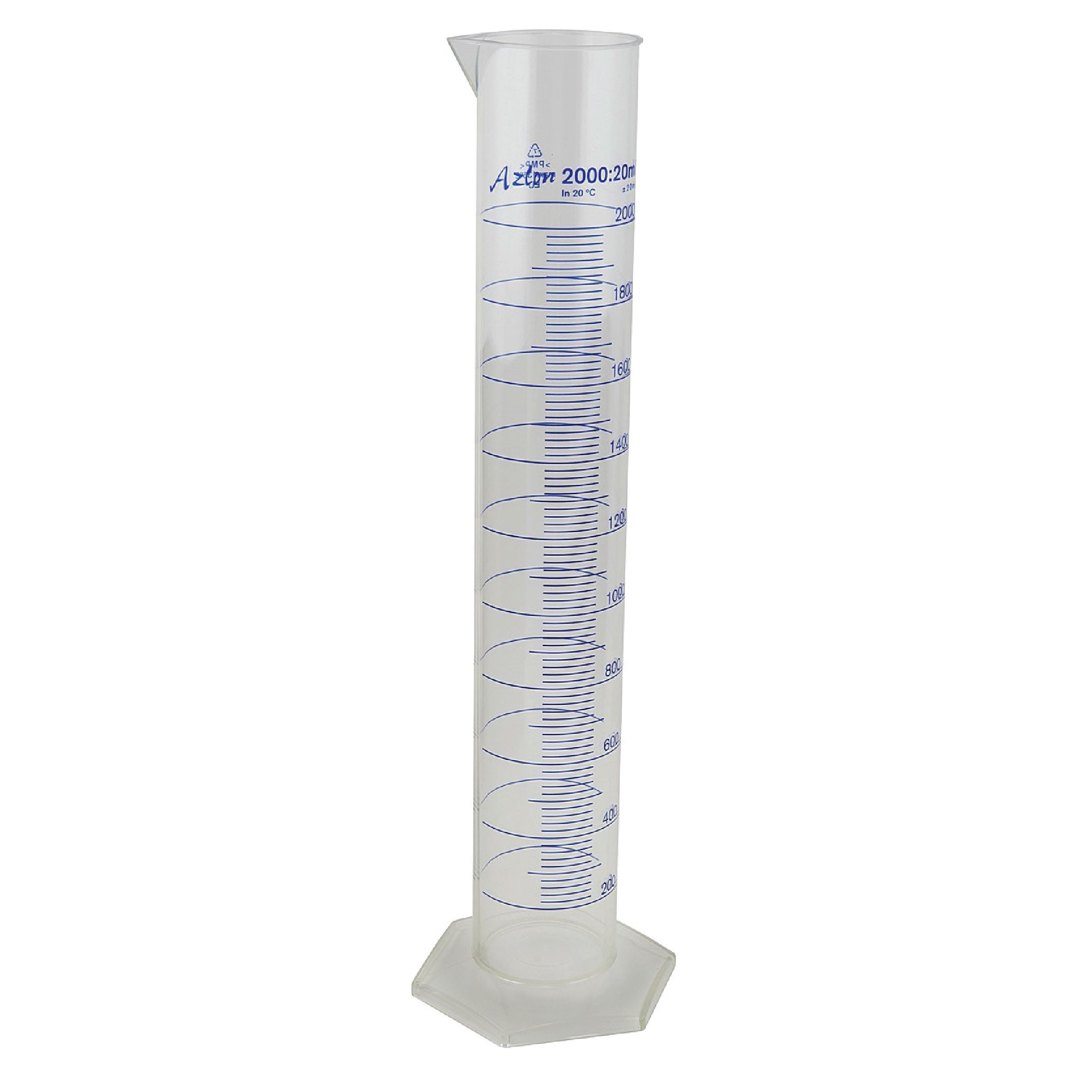 Dynalon 2000 mL Printed Plastic Graduated PMP Cylinders