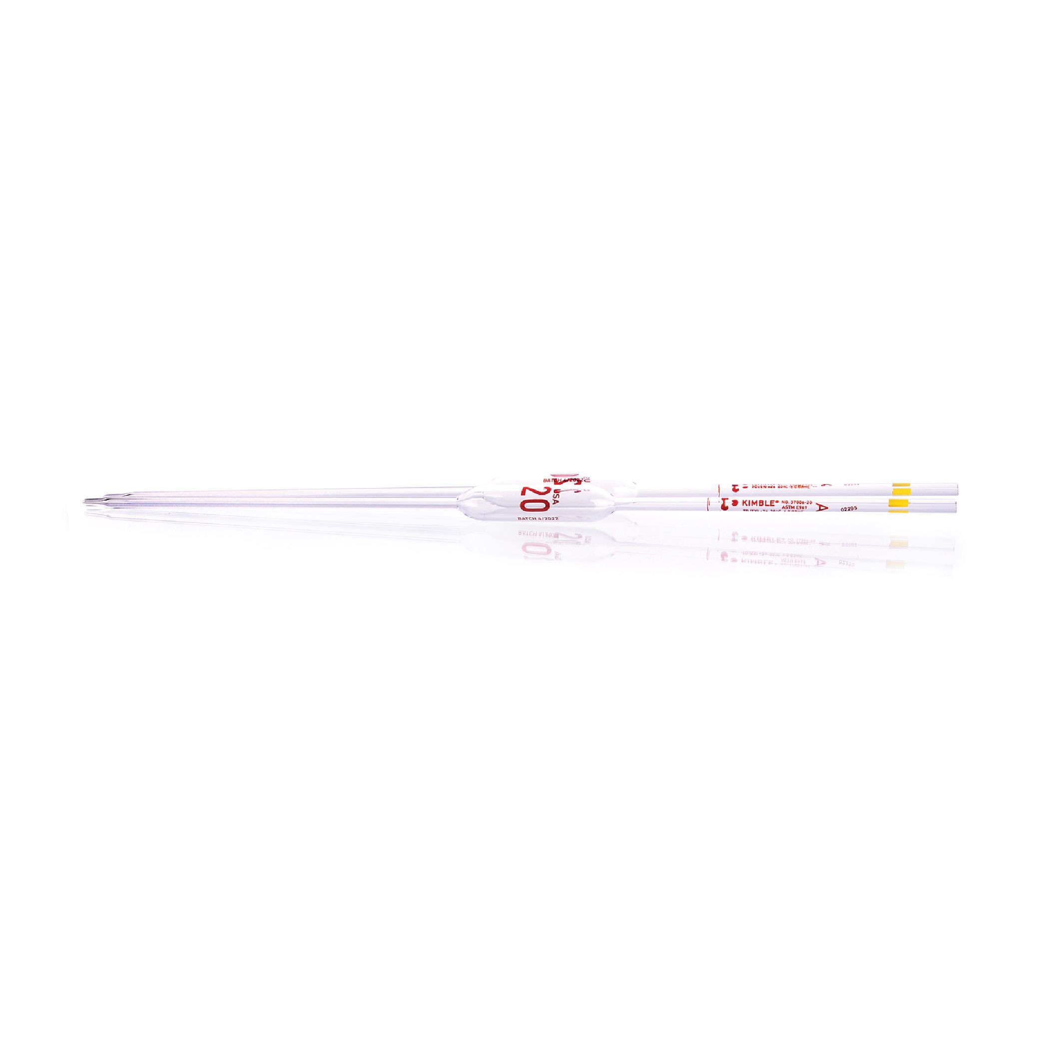 DWK Life Sciences® KIMBLE® KIMAX® Volumetric Pipet, Class A, TD, Serialized and Certified, 20 mL