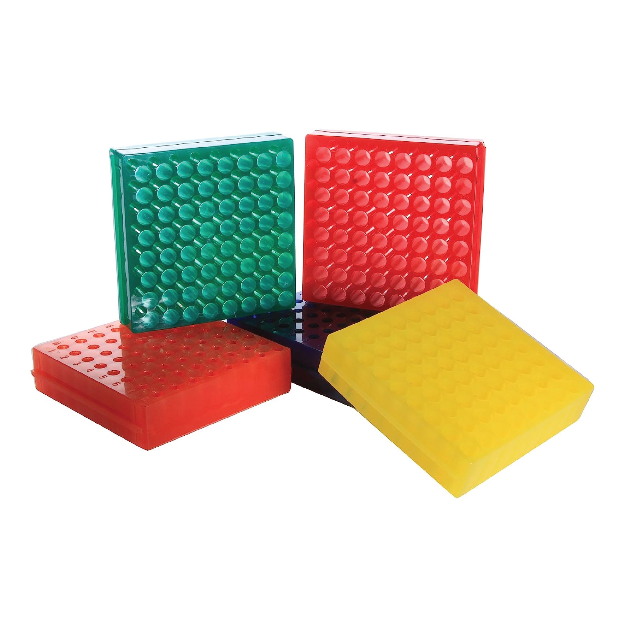 Bio Plas 0081F Microcentrifuge Tube Rack, 64 Wells, Assorted Fluorescent
