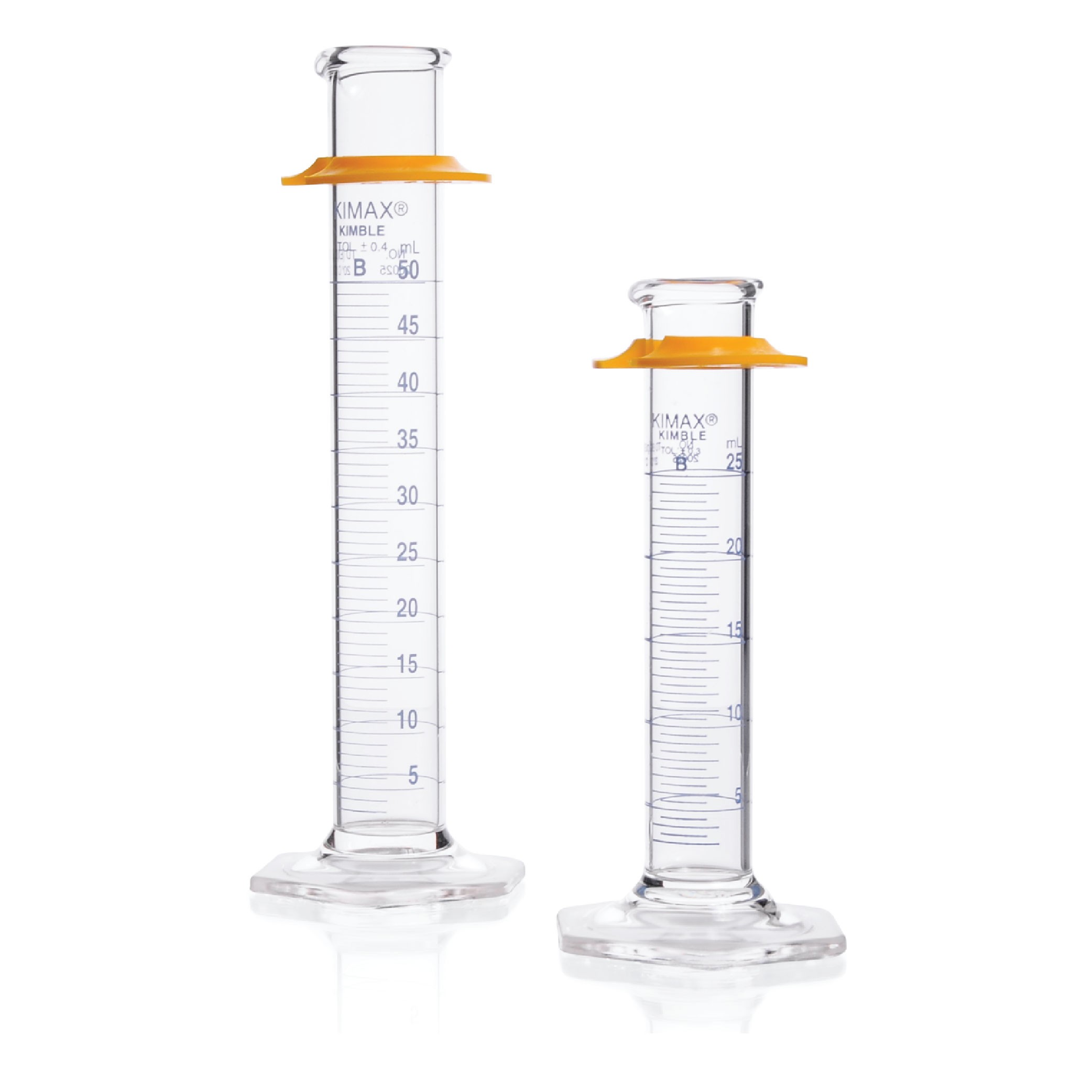 DWK Life Sciences® KIMBLE® KIMAX® Graduated Cylinder, Class B, with Blue Single Metric Scale and Bumper, 100mL
