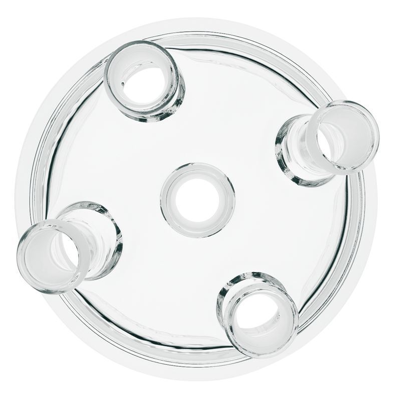 Chemglass Lid, Reaction Vessel, 5-Neck, Flange, 24/40 CN, 24/40 SN's: (2) Vertical & (2) Angled 10°