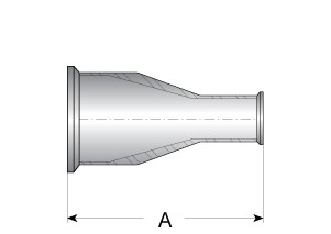 Sanitary Stainless Steel TE31 Short Concentric Reducer, 1-1/2" Clamp X 3/4" Weld, 316L