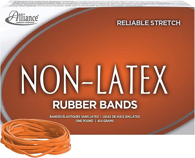 Alliance Rubber 3733633 Non-Latex Rubber Bands, 1 lb Box Contains Approx. 720 Bands