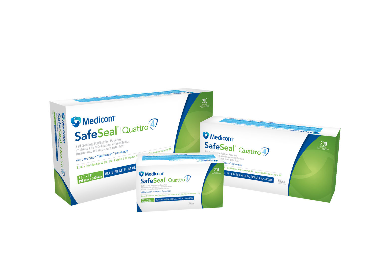 Medicom® Safe-Seal® Quattro Self-Sealing Sterilization Pouches with TruePress™ Technology