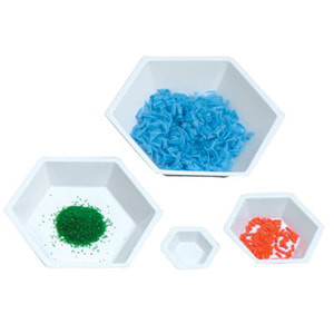 HS14251C Heathrow Scientific Hexagonal Weigh Boat, White, Antistatic, Large, 102 x 76 x 22mm, 500/PKT
