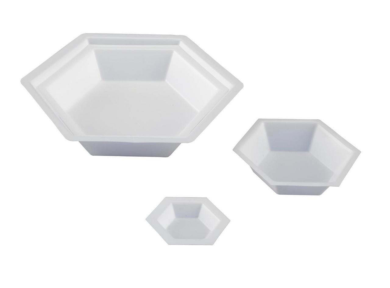 HS14251D Heathrow Scientific Hexagonal Weigh Boat, White, Antistatic, X-Large, 127 x 89 x 31mm, 500/PKT