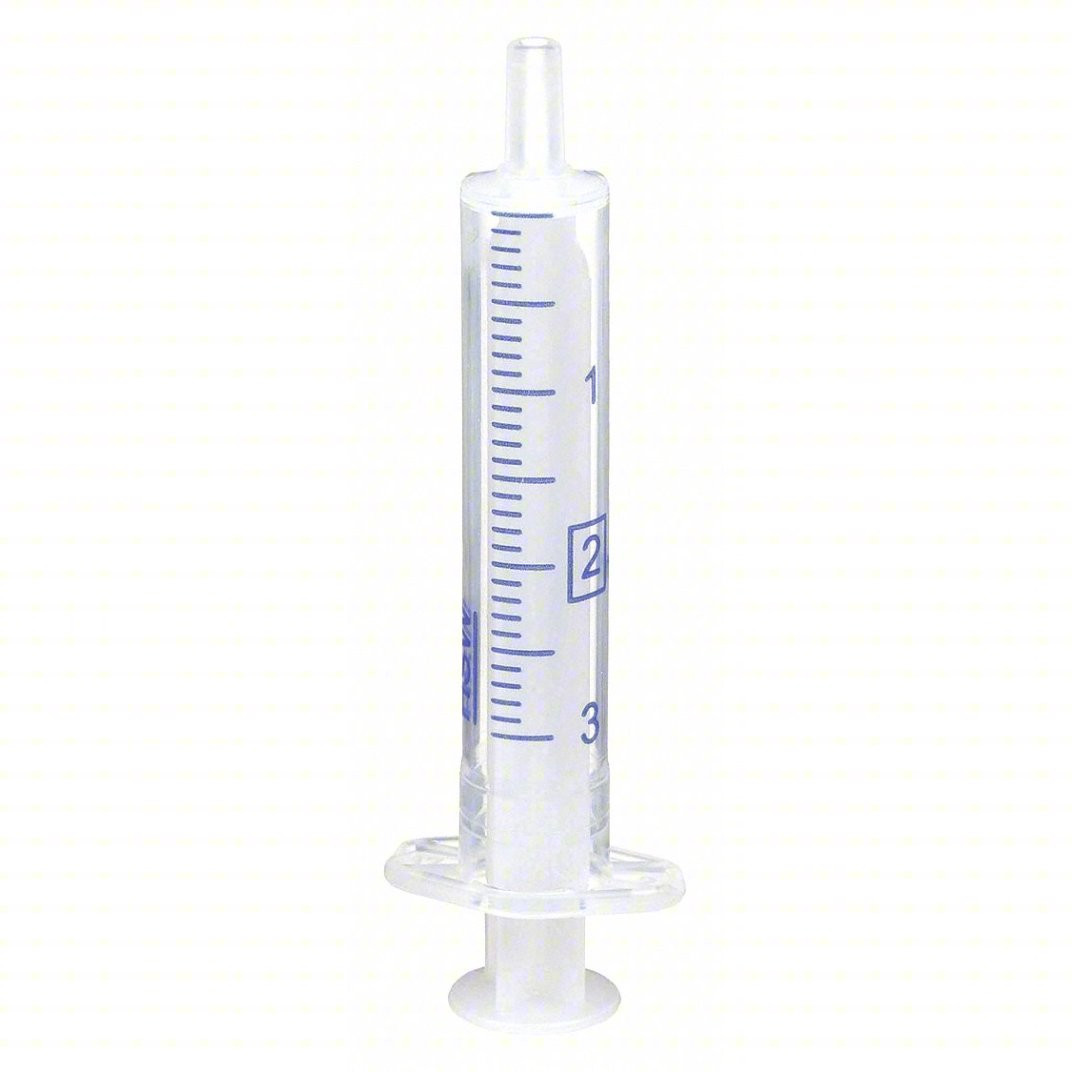 NORM-JECT All-Plastic Syringe: 2 mL Capacity - mL, Luer Slip, Polypropylene, Polypropylene, HDPE