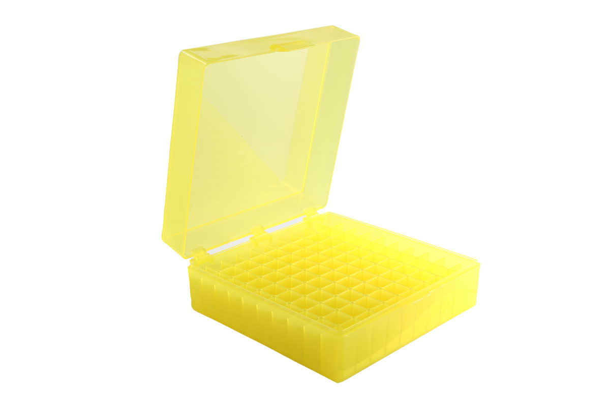 100 Well Tube Storage Box, Yellow