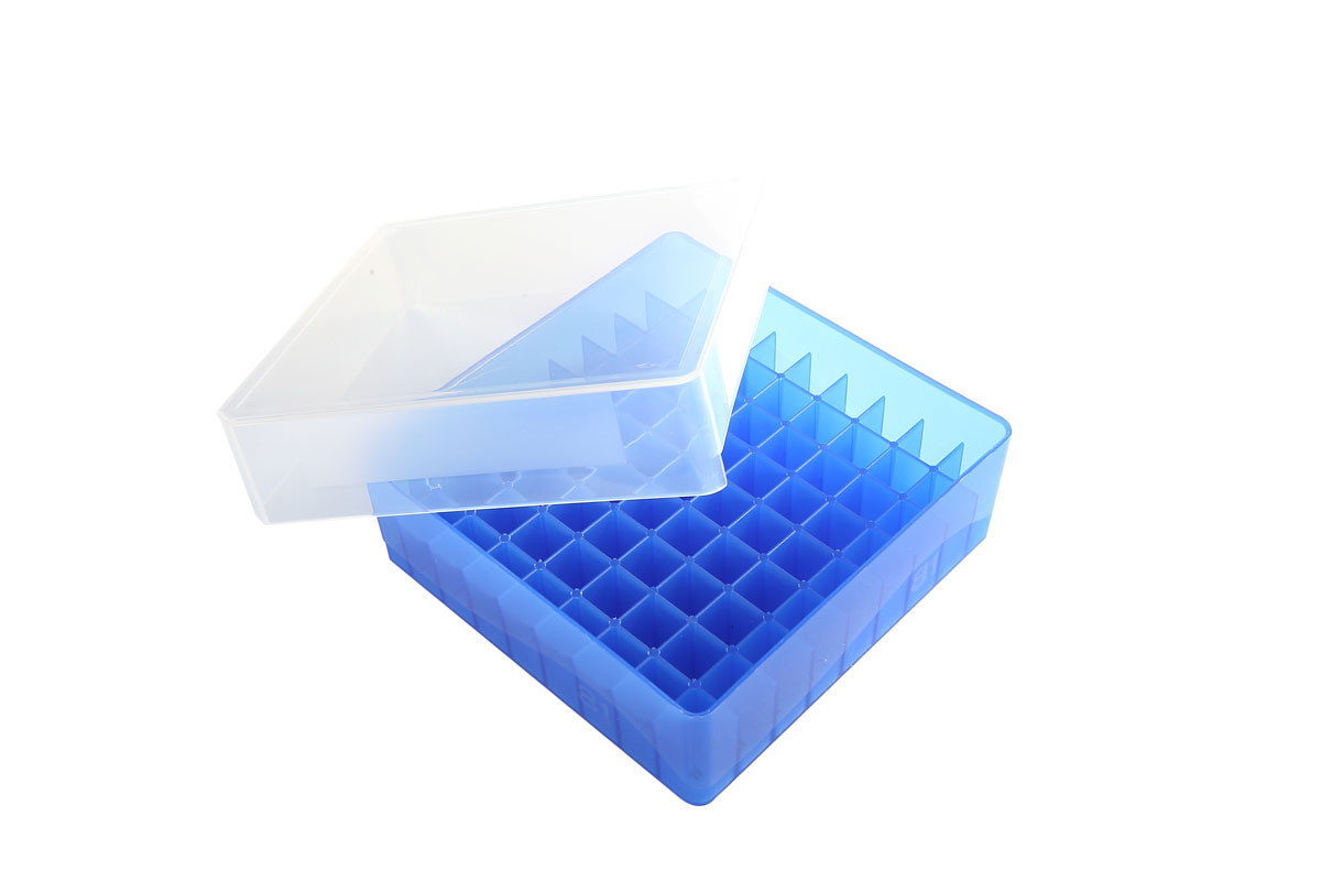 81-Well Tube Storage Box, Blue