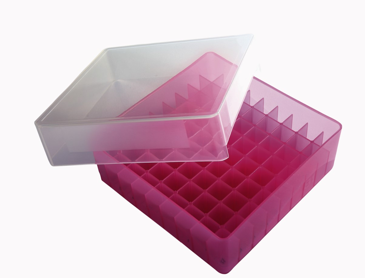 81-Well Tube Storage Box, Pink