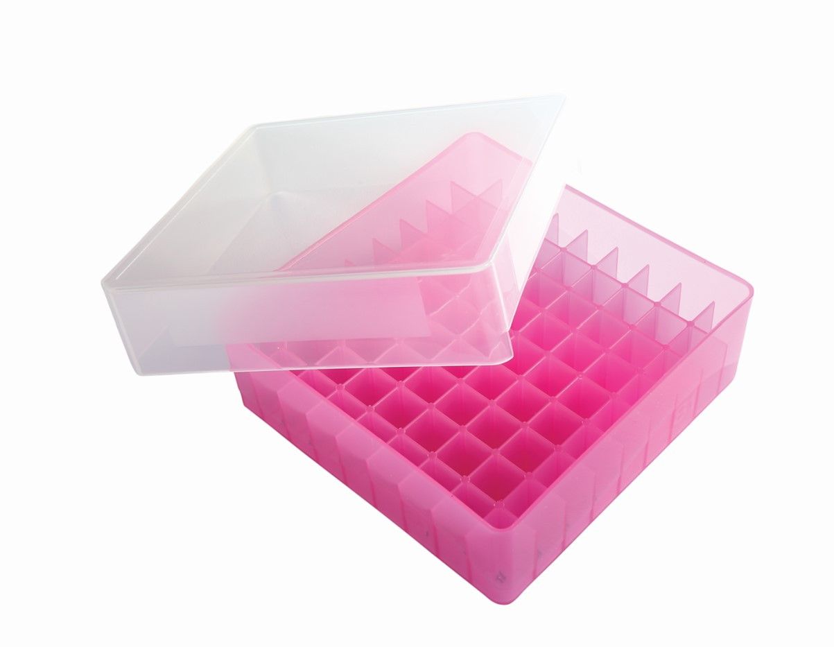 81-Well Tube Storage Box, Pink