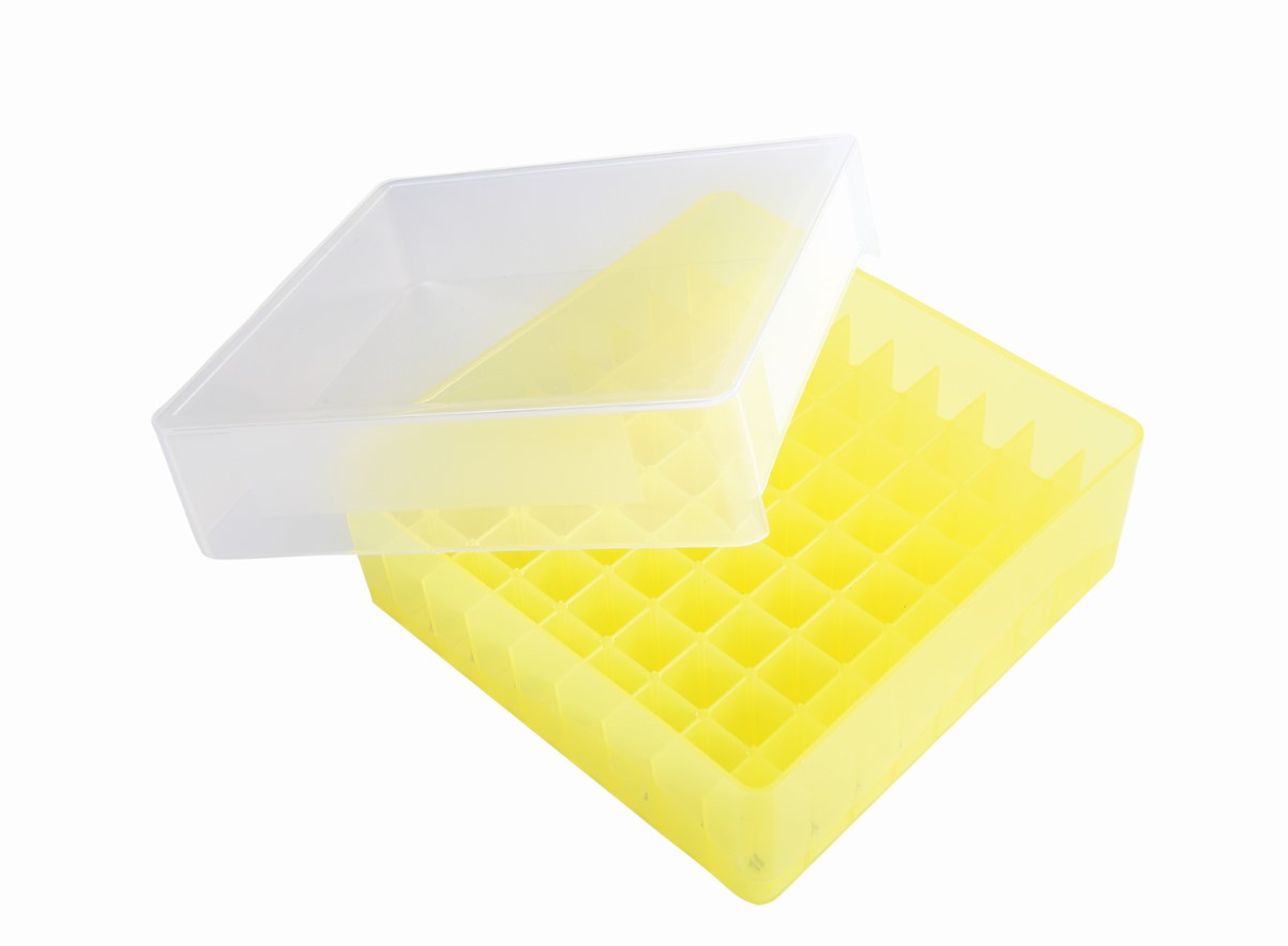81-Well Tube Storage Box, Yellow