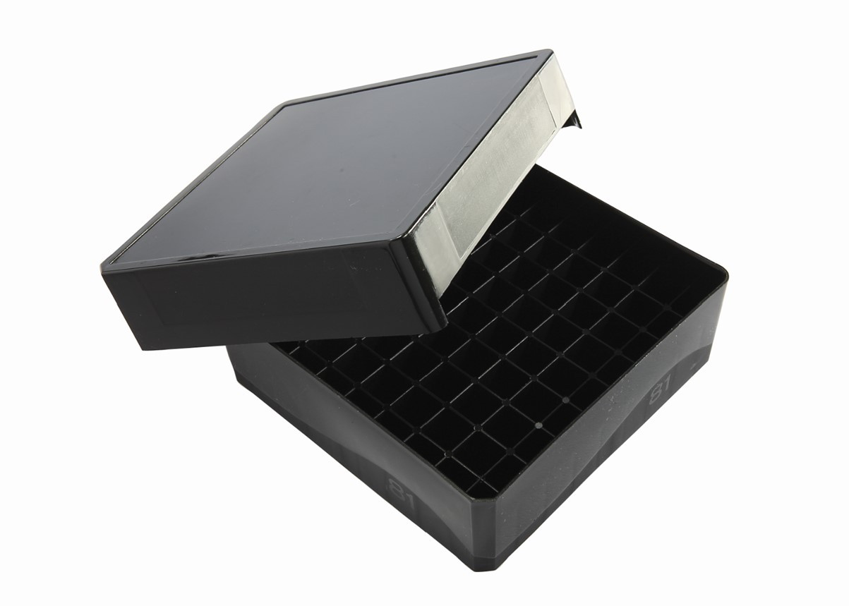 81-Well Tube Storage Box, Black
